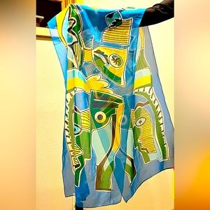 Italian made scarf beautiful Picasso style design and Artesian bead earrings